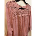 Olive Hill Women's Crochet Trim‎ Top Blouse Long Sleeve Pink Size Small Photo 1