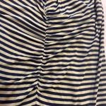 Liz Lange  MATERNITY dress size medium blue green stripes stretchy ruching long Photo 1