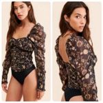 Free People Brunch Date Bodysuit in Black Combo Medium Photo 2