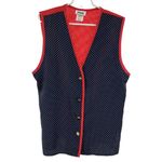 Jo Hardin vintage vest polka dot stripes red white blue color block patriotic 12 Photo 0