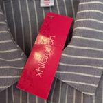 Xhilaration Striped Lace Button Up Shirt Womens M Blue White Boho Hippie Cowgirl Photo 4