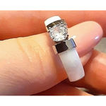 Boutique NEW Women’s 1Ct‎ Solitaire Diamond White Silver Ceramic Ring Size 5 Photo 2