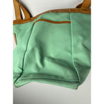 Vintage Tote Bag Leather Trimmed Accents Travel Purse Green Photo 14