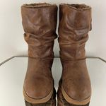 Skechers Y2K 90’s Chestnut Brown Shimmer Chunky Leatheresque Keepsakes Boots Photo 8