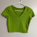 Wild Fable  Bright Green V-Neck Crop Top Size Medium Photo 4