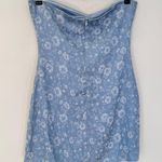Princess Polly Ramie Satin Floral Strapless Silky Mini Dress Party Blue Photo 6