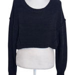 American Eagle  Outfitters Black Cropped Oversized Crew Neck Sweater Size Small Photo 0