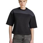G-star Raw Women’s Boyfriend Sweatshirt Quilted Short Sleeve Black Gray Size Med Photo 0