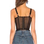 Danielle Guizio Black Sheer Mesh Corset Cropped Tank Top Photo 2
