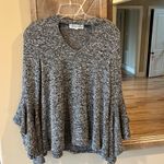 Penelope Project Sweater Heather Black Flowy Bell Waterfall Sleeves Choker Neck Size XS Photo 4