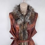 Powder River Outfitters Vest Womens XL Brown Faux Leather/Fur Belted Photo 3