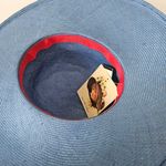 Joe Bill Miller Vintage Deadstock Blue Polka Dot Straw Round Wide Brim Straw Hat Photo 2