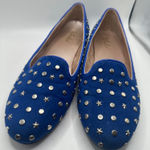 Yoki Flats Blue women's 8.5 silver studded faux suede slip on Photo 0