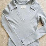 Citizens of Humanity CameronV-Neck Long Sleeve Polo Top Cloud Dust Blue Sz M Photo 3