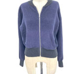 Intermix Elena Bomber Knit Jacket Sweater Navy Blue Black Size Small Photo 2