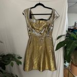 Sandro  Palacia Off The Shoulder Mini Dress Metallic Gold Size L Photo 4