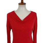 Lucky Brand  Red Waffle Knit V Neck Pullover Sweater Medium Casual Cozy Fall Top Photo 1