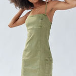 Urban Outfitters Whitney Denim Mini Dress Olive Green Women’s Medium Photo 0