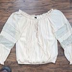 Guess by Marciano • vintage peasant blouse top beige nude lace sheer boho Photo 0