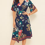 Tropical Floral Asymmetrical kimono Dress Size M Photo 0