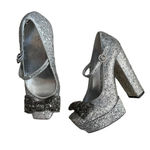 Alice + Olivia  Gizelle Silver Glitter Heels
Size 7.5 or 38.5 Photo 15