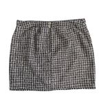 White House | Black Market Tweed Fringe Mini Skirt Womens Size 14 Navy White Plaid Photo 3