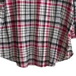 Eden & Olivia Top Women L Black Red Split Neck 3/4 Roll Tab Sleeve Plaid Popover Photo 10