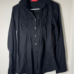 Max Mara  Long Sleeve Button Up Black Blouse Office Siren Business Photo 0