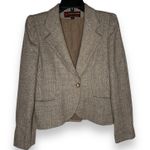 Vintage 70s Wool Suit 2 Piece Skirt Blazer Peabody House Houndstooth Size 11 12 Tan Photo 1
