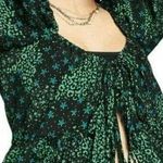 Topshop Womens Star Print Tie Front Long Sleeve Peplum Crop - Sz 10 -EUC Photo 0