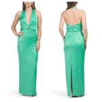 Liv Foster Foiled Satin Green Halter Dress 6 Photo 11