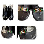 Naked Feet Sandals Flats 8.5 Beaded Toe Loop Black Leather Nubuck Square… Photo 2