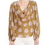 Free People Floral Draped Surplice Sage Blouse Top Shirt XS Boho Faix wrap Photo 1