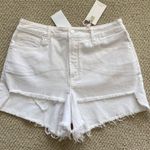 Good American NEW Classic Cut-Off Short White Size 12 Jean Stretch Fringe NWT Photo 0