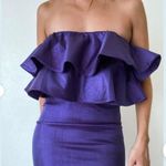 ZARA Purple Metallic Bodycon Stretch Sleeveless Ruffled Shiny Mini Dress Medium Photo 9