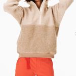 Outdoor Voices Wool MegaFleece 1/2 Zip Pullover Hoodie in Oatmeal Photo 3