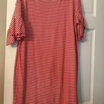 Kaari Blue .  Red and white striped tshirt dress with ruffled sleeves. Size Large Photo 0