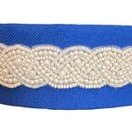 Handmade Blue canvas fabric pearl bridal belt Photo 1