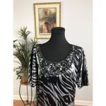 Bisou Bisou Dress 6 Batwing Sleeve Boho Vacation Embellished Boxy Neck Pullover Photo 1