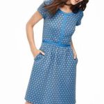 Boden Clementine Jacquard Blue Polka Dot Dress 8 Regular Photo 1