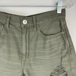American Eagle Highest Rise Mom Shorts Sz 6 Olive Green Distressed High Cut Photo 3