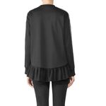 RED Valentino Black Pleated Peplum Sweatshirt Logo Tape Sleeves Designer Top S Photo 2