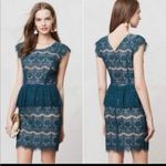 Maeve Anthropologie  Elsa Peplum teal lace dress - L Photo 4