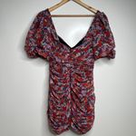 ZARA NWT Floral Mesh Puff Sleeve Ruched Mini Dress Size Large Photo 6