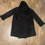 French Connection faux suede and fur trimmed black dress coat S Photo 6