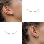 Boutique NEW Silver Round Bead Ear Climbers | 18kgp S925 Photo 4