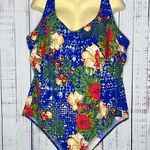 Swimsuits for All Size 32 Tropical Floral Print One Piece Bathing Suit Swimsuit Blue Photo 0