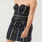 Emporio Armani NWT Draped Metallic-Stripe Strapless Dress Black Size IT 40/US 4 Photo 2