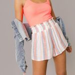 Francesca's Sky Button Front Smocked Shorts Ivory - M Photo 0