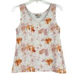 Faded Glory Vintage Y2K  Floral Tank Top White Orange Built In Bra Stretch Size M Photo 0